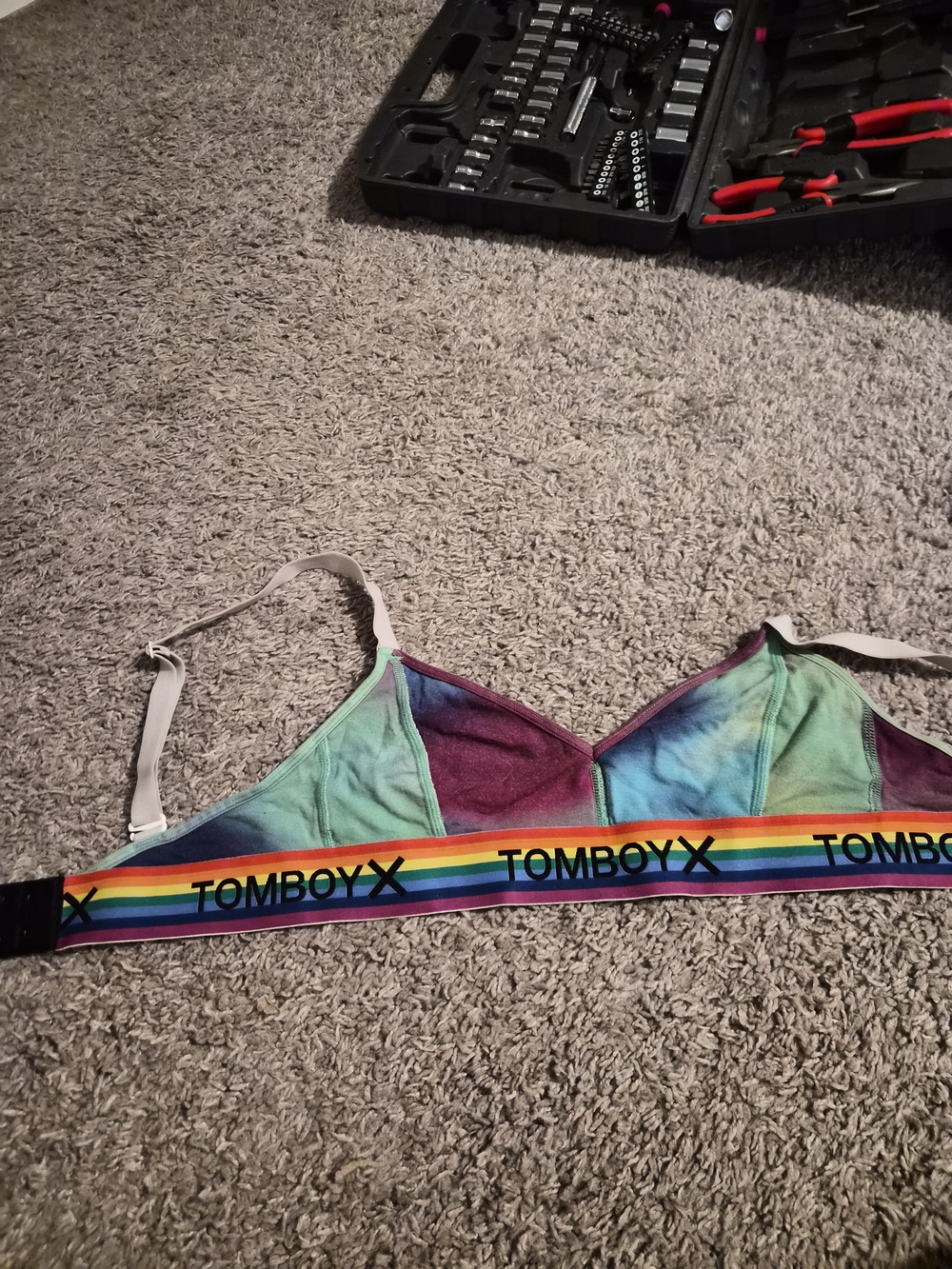 TomboyX Tie-Dye Bralette with Rainbow Elastic Band - Multicolor